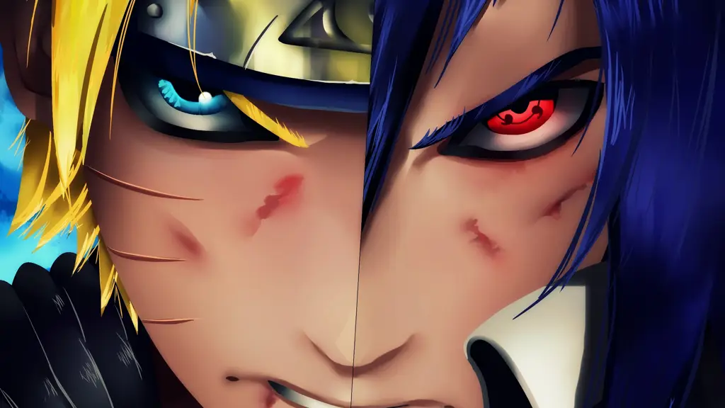 Naruto bersama teman-temannya, Sakura dan Sasuke.