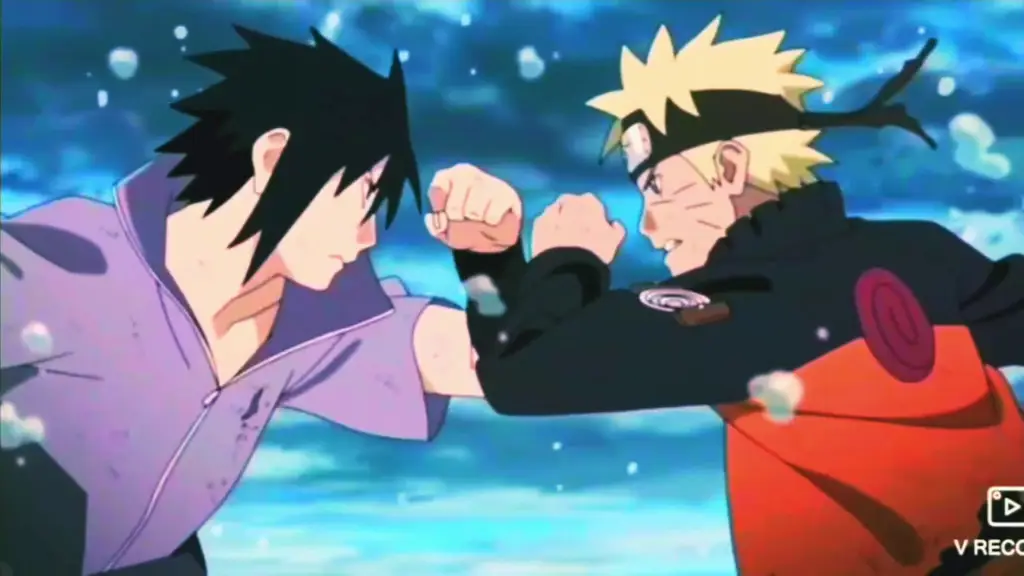 Pertempuran Naruto dan Sasuke Gambar Naruto dan Sasuke sedang bertarung dengan sengit.