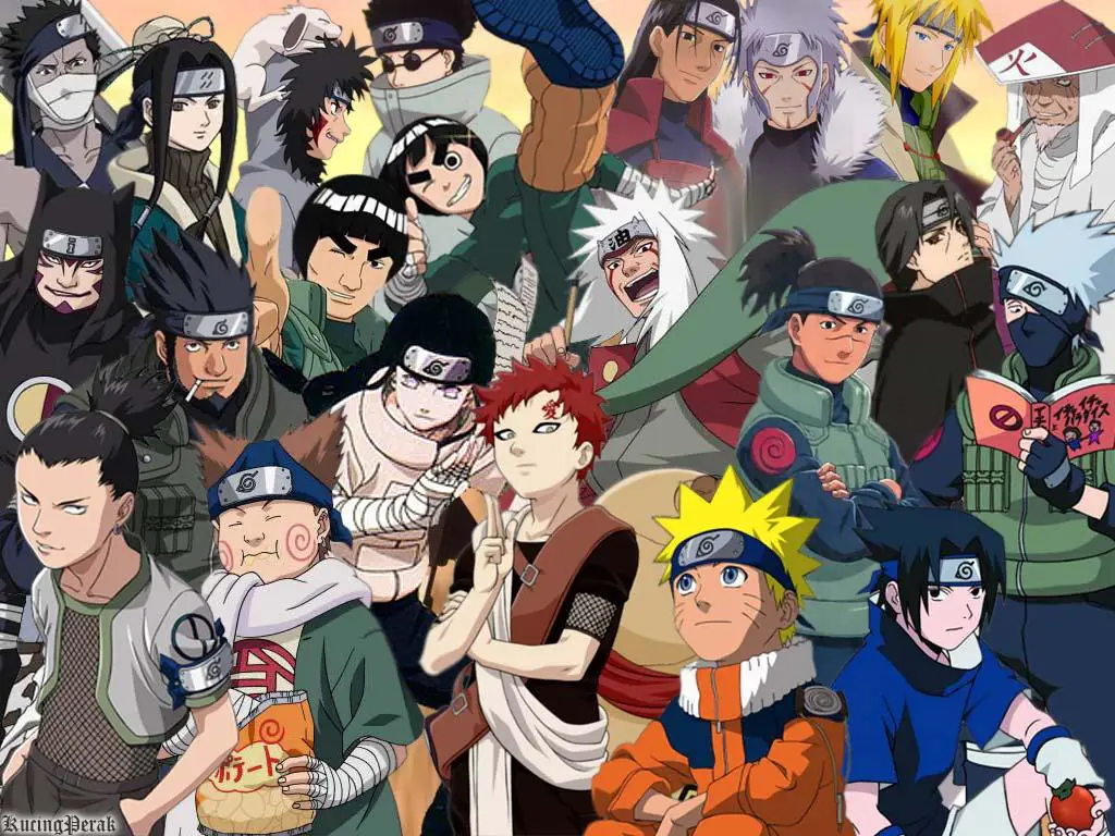 Perayaan Kemenangan Tim Naruto Gambar Naruto dan teman-temannya merayakan kemenangan