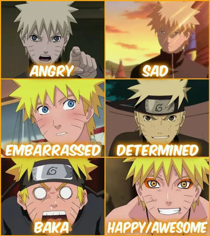 Emosi yang ditampilkan dalam episode 417 Ekspresi wajah karakter Naruto yang beragam