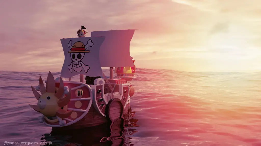 Gambar kapal Thousand Sunny dalam live action One Piece, menampilkan detail kapal yang megah