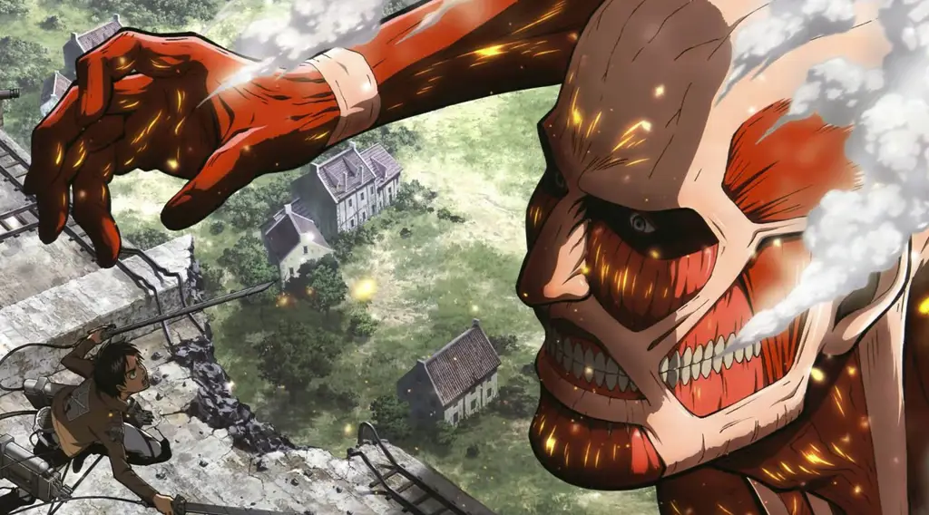 Adegan pertempuran klimaks dalam Attack on Titan Gambar adegan pertempuran terakhir Attack on Titan