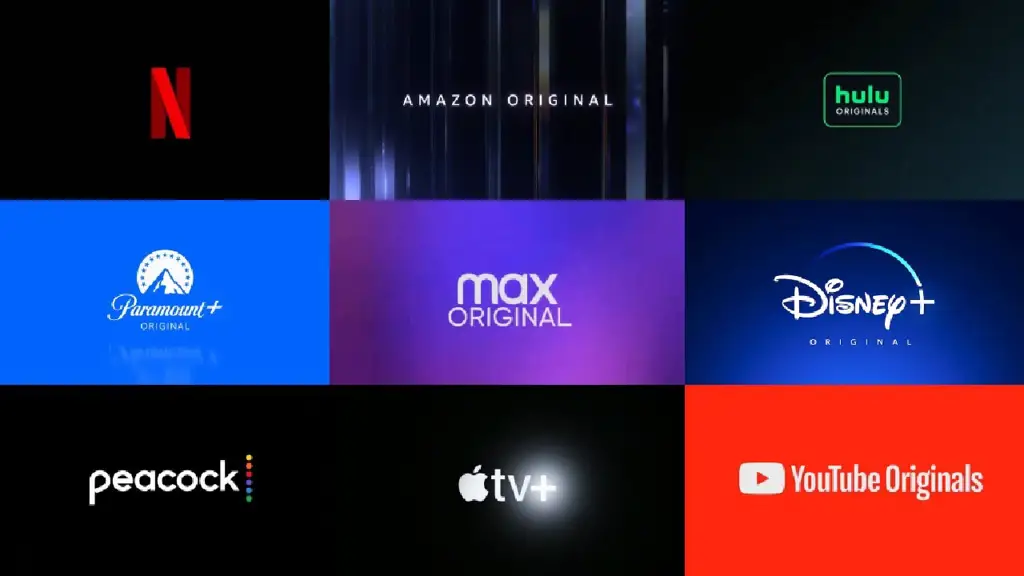 Contoh layanan streaming legal yang beragam Logo Netflix dan layanan streaming lainnya