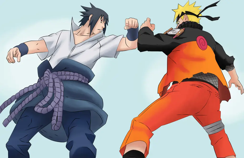 Pertempuran Jurus Pamungkas Naruto dan Sasuke Gambar pertarungan jurus pamungkas antara Naruto dan Sasuke