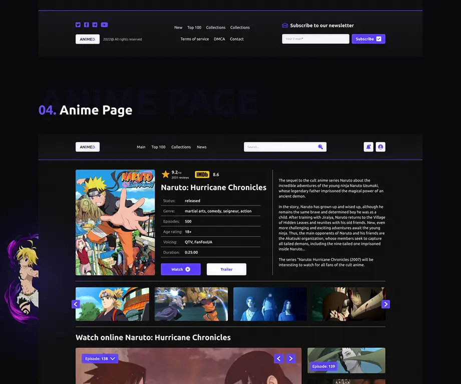 Antarmuka Situs Streaming Anime Contoh tampilan antarmuka situs streaming anime